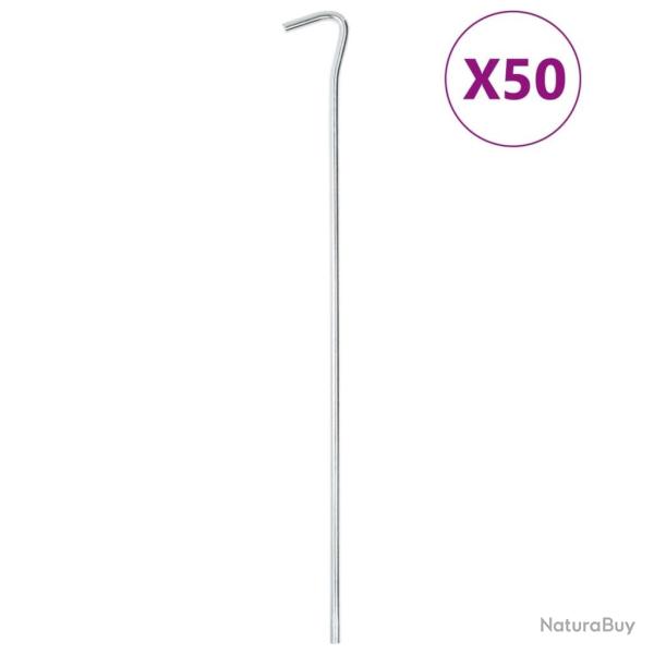 Piquets de tente 50 pcs 30 cm �7 mm acier galvanis�
