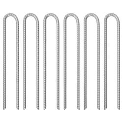 Piquets de tente 6 pcs forme de U 41,5 cm &Oslash;12mm acier galvanis&eacute;