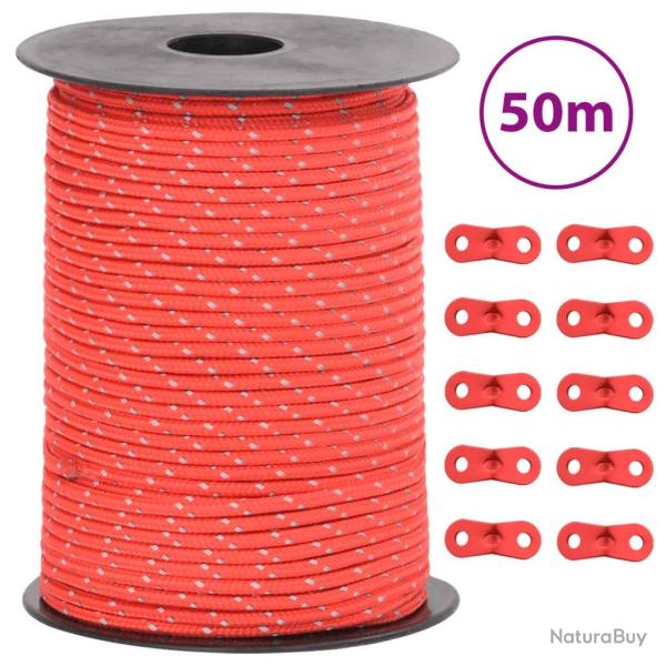 Corde de haubanage de tente avec bandes r�fl�chissantes et cl�s