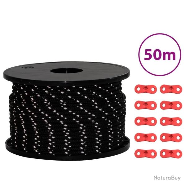 Corde de haubanage de tente avec bandes r�fl�chissantes et cl�s