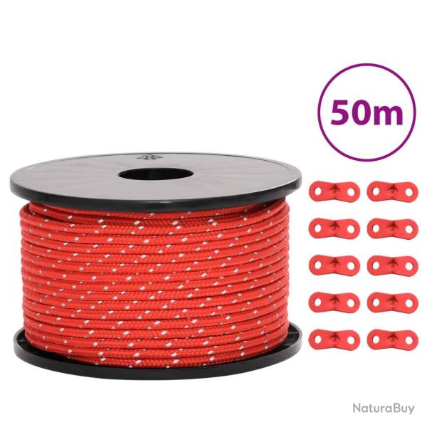 Corde de haubanage de tente avec bandes r�fl�chissantes et cl�s