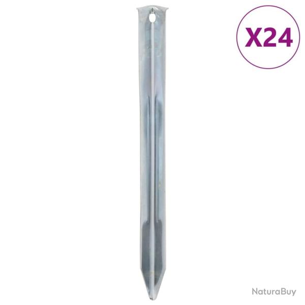 Piquets de tente 24 pcs 22 cm �20 mm acier galvanis�