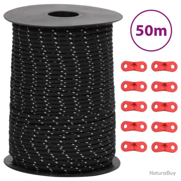 Corde de haubanage de tente avec bandes r�fl�chissantes et cl�s