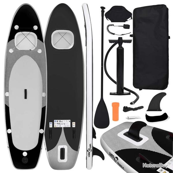 planche SUP gonflable Noir 360x81x10 cm alsavelo