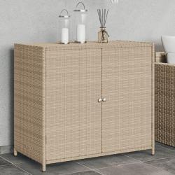 Armoire de rangement de jardin beige 83x45x76 cm r&eacute;sine tress&eacute;e alsavelo