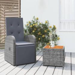 salon de jardin 2 pcs gris poly rotin et acacia