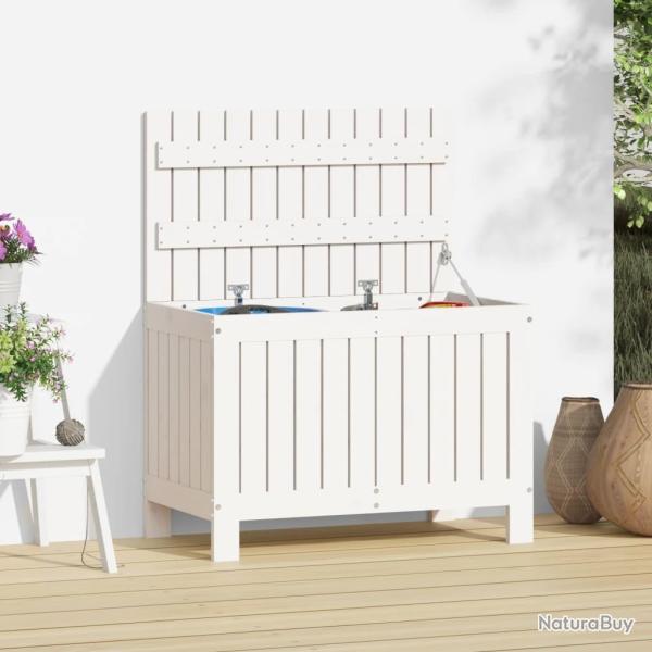 Bo�te de rangement de jardin Blanc 76x42,5x54 cm Bois de pin alsavelo