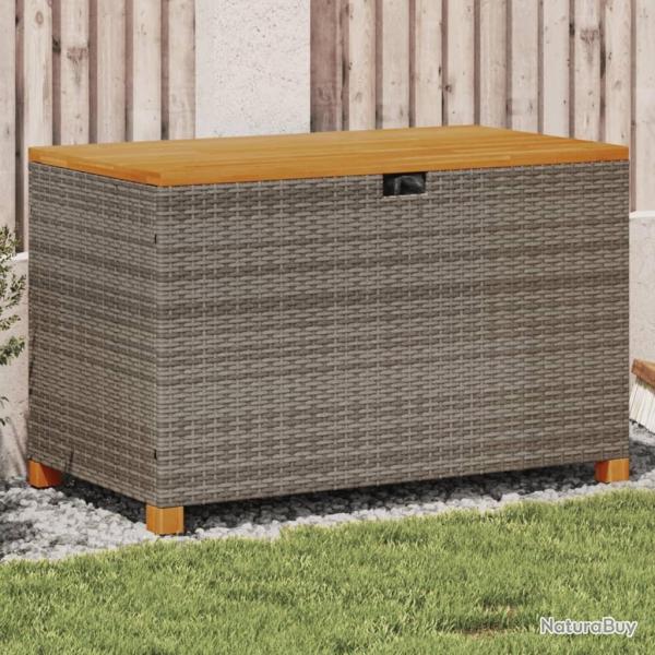 Bo�te de rangement de jardin gris r�sine tress�e bois d'acacia alsavelo