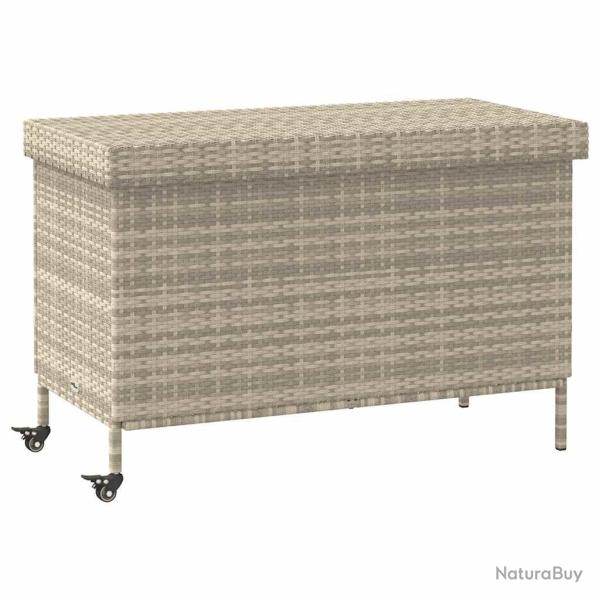 Bo�te de rangement de jardin et roues gris clair r�sine tress�e