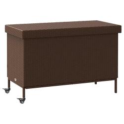 Bo&icirc;te de rangement de jardin et roues marron r&eacute;sine tress&eacute;e