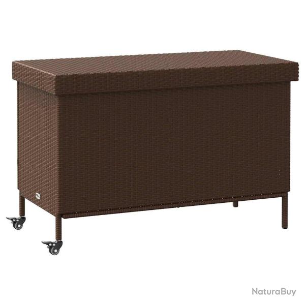Bo�te de rangement de jardin et roues marron r�sine tress�e