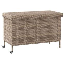 Bo&icirc;te de rangement de jardin et roues gris r&eacute;sine tress&eacute;e