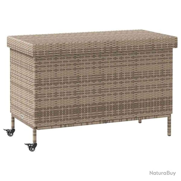 Bo�te de rangement de jardin et roues gris r�sine tress�e