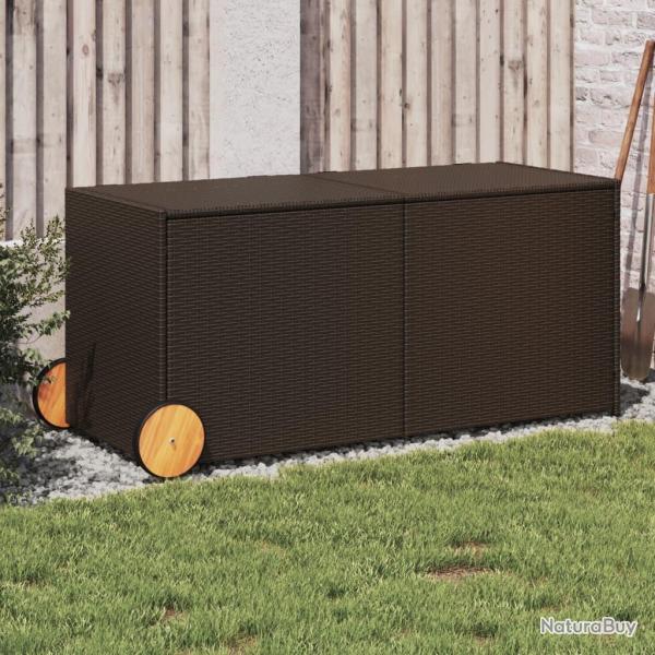 Bo�te de rangement de jardin et roues marron 283L poly rotin