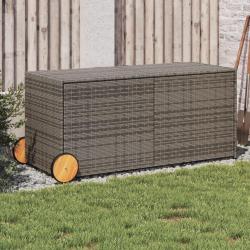 Bo&icirc;te de rangement de jardin et roues gris 283L r&eacute;sine tress&eacute;e alsavelo