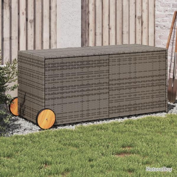 Bo�te de rangement de jardin et roues gris 283L r�sine tress�e