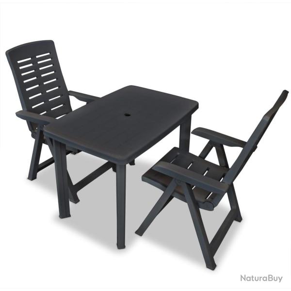 Ensemble de bistro 3 pcs Plastique Anthracite
