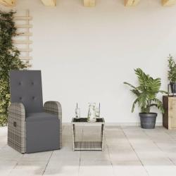 Ensemble &agrave; manger de jardin et coussins 2 pcs gris rotin