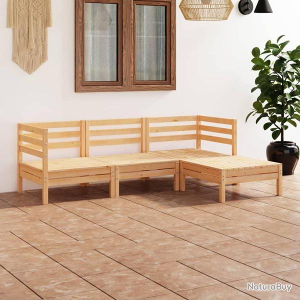 Salon de jardin 4 pcs Bois de pin massif alsavelo