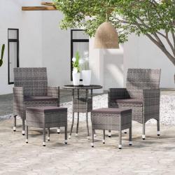 Salon de jardin 5 pcs R&eacute;sine tress&eacute;e Gris alsavelo