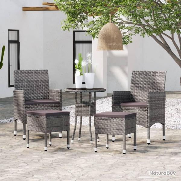 Salon de jardin 5 pcs R�sine tress�e Gris alsavelo