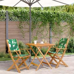 bistro 3 pcs motif de feuilles tissu et bois massif