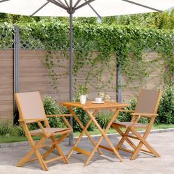 bistro 3 pcs taupe tissu et bois massif