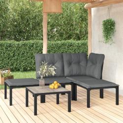 Salon de jardin 5 pcs noir et gris r&eacute;sine tress&eacute;e