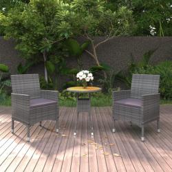 Ensemble &agrave; manger de jardin 3 pcs R&eacute;sine tress&eacute;e Gris