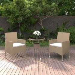 Ensemble &agrave; manger de jardin 3 pcs R&eacute;sine tress&eacute;e Beige alsavelo