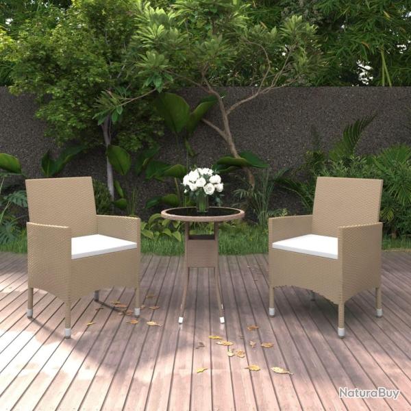 Ensemble � manger de jardin 3 pcs R�sine tress�e Beige alsavelo