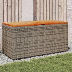 Bo&icirc;te de rangement de jardin gris r&eacute;sine tress&eacute;e bois d'acacia
