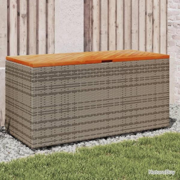 Bo�te de rangement de jardin gris r�sine tress�e bois d'acacia