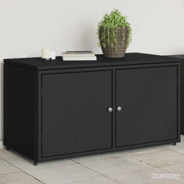 Armoire de rangement jardin noir 110x55x60,5 cm r�sine tress�e alsavelo