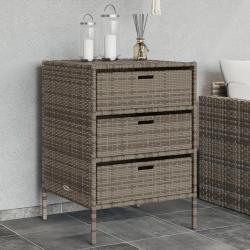 Armoire de rangement de jardin et 3 tiroirs gris r&eacute;sine tress&eacute;e