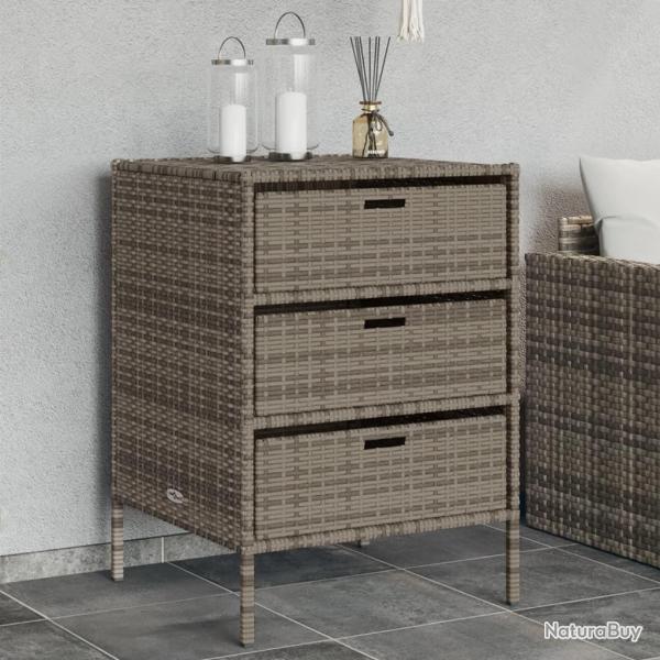 Armoire de rangement de jardin et 3 tiroirs gris r�sine tress�e alsavelo