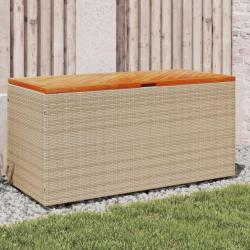 Bo&icirc;te de rangement de jardin beige r&eacute;sine tress&eacute;e bois d'acacia