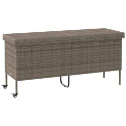 Bo&icirc;te de rangement de jardin et roues gris r&eacute;sine tress&eacute;e