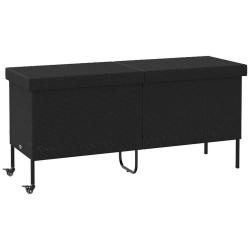 Bo&icirc;te de rangement de jardin et roues noir r&eacute;sine tress&eacute;e alsavelo