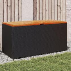 Bo&icirc;te de rangement de jardin noir r&eacute;sine tress&eacute;e bois d'acacia