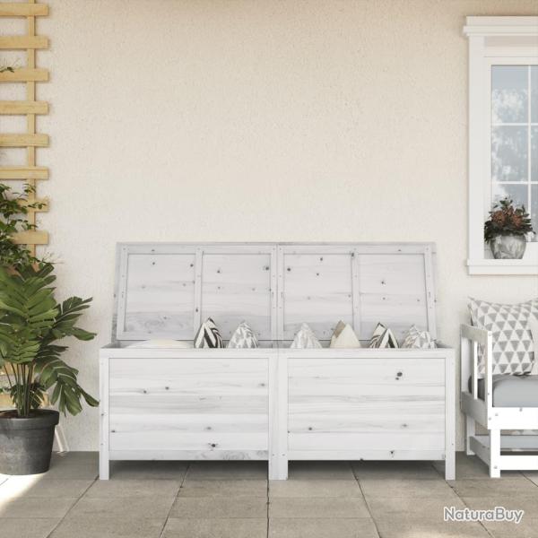 Bo�te de rangement jardin blanc 150x50x56,5cm bois massif sapin alsavelo