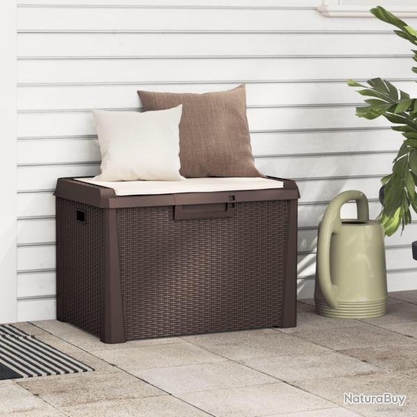 Bo�te de rangement jardin coussin de si�ge marron 125 L PP alsavelo