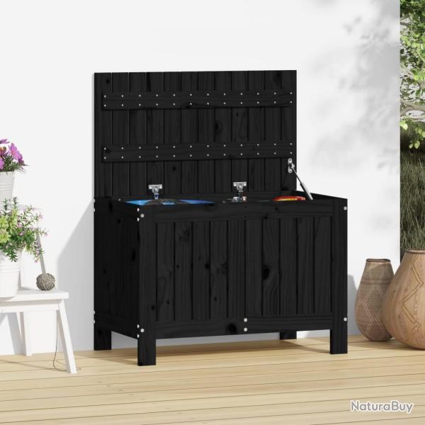 Bo�te de rangement de jardin Noir 76x42,5x54 cm Bois massif pin alsavelo