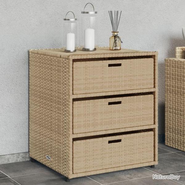 Armoire de rangement de jardin beige 55x59x69 cm r�sine tress�e alsavelo