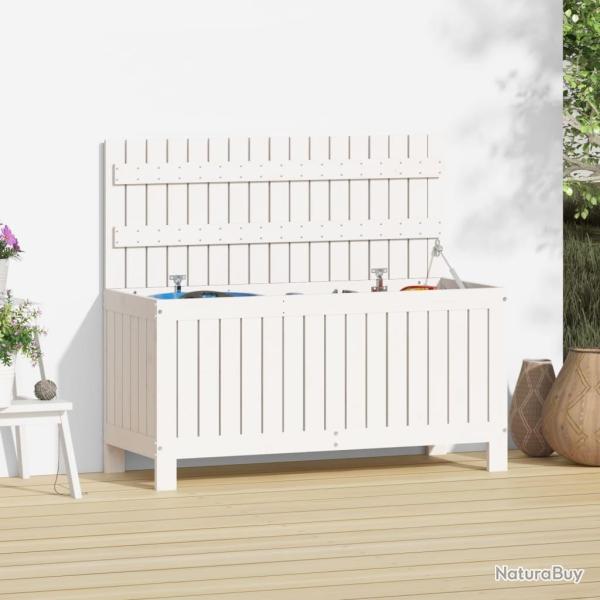 Bo�te de rangement de jardin Blanc 108x42,5x54 cm Bois de pin alsavelo