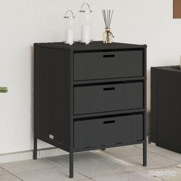 Armoire de rangement de jardin noir 55x59x80 cm r�sine tress�e alsavelo