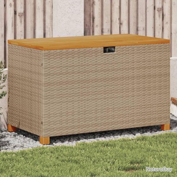 Bo�te de rangement de jardin beige r�sine tress�e bois d'acacia alsavelo