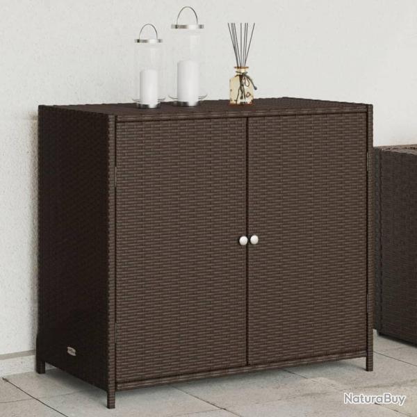 Armoire de rangement de jardin marron 83x45x76cm r�sine tress�e alsavelo