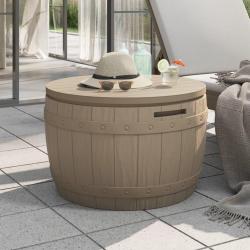 Bo&icirc;te de rangement de jardin 3 en 1 marron clair polypropyl&egrave;ne