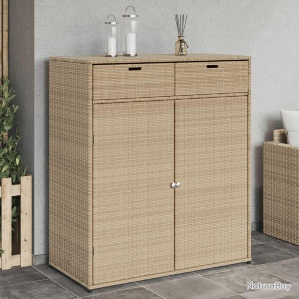 Armoire de rangement jardin beige 105x55x113 cm r�sine tress�e alsavelo